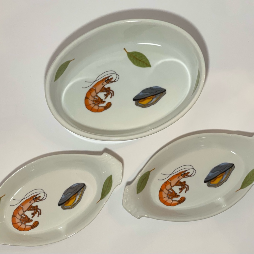 BIA Cordon Bleu Seafood Bakeware Set – Shrimp Oyster Design, 3 Pieces